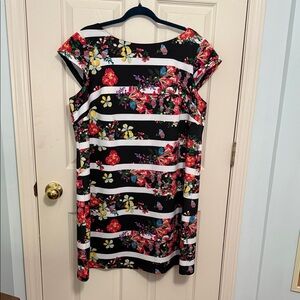 Adrianna Papell Black and White Floral Mini Dress